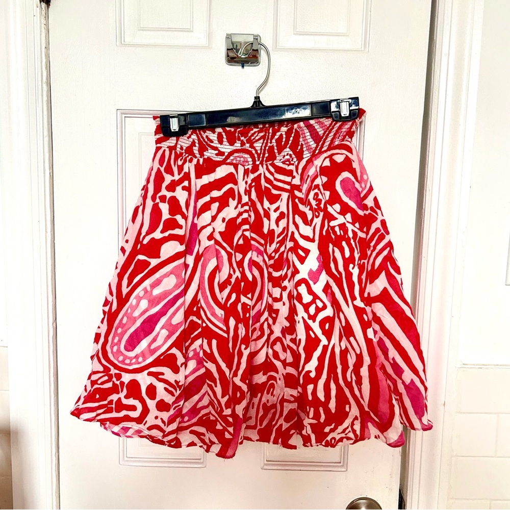 Banana Republic Red & Pink Patterned Skirt